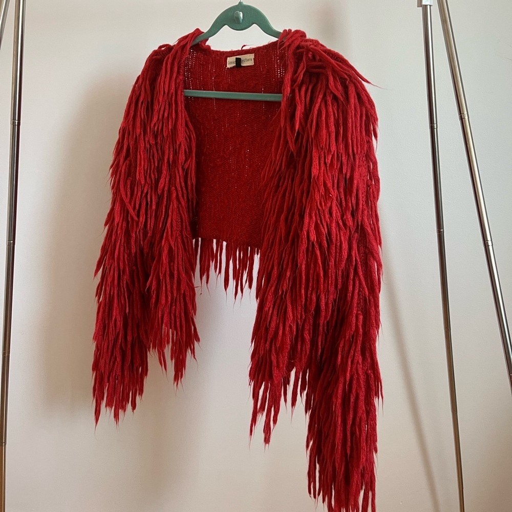 Cropped shaggy cardigan